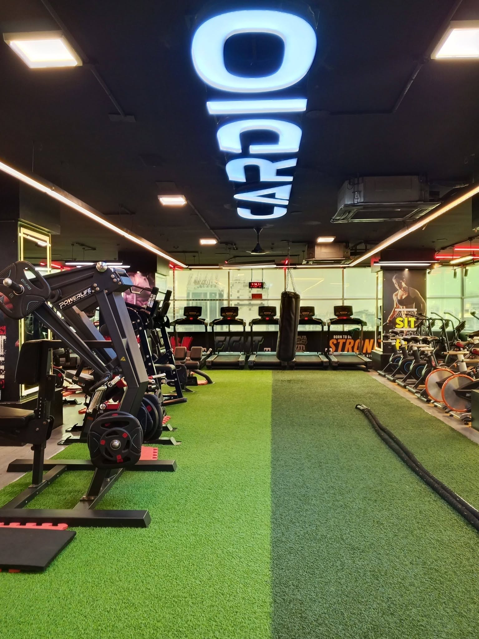 Strength training corner with racks